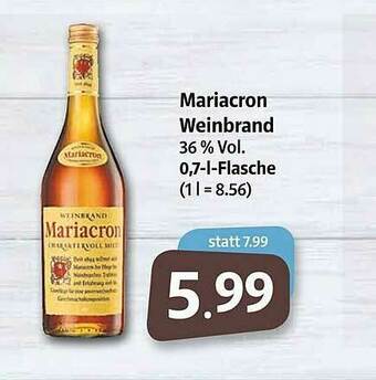 Markant Markt Mariacron Weinbrand Angebot