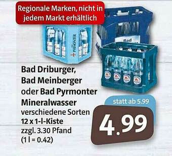 Markant Markt Bad Driburger Bad Meinberger Oder Bad Pyrmonter Mineralwasser Angebot