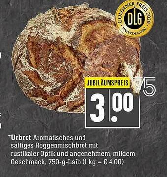 Scheck-in-Center *urbrot Aromatiches Und Saftiges Roggenmischbrot Mit Rustikaler Optik Und Angenehmen Mildem Geschmack Angebot