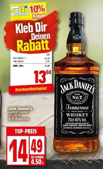 Elli Markt Jack Daniel's Whiskey 700ml Angebot