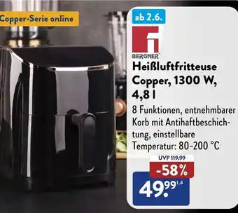 Aldi Süd Heißluftfritteuse Copper, 1300 W, 4,8 l Angebot