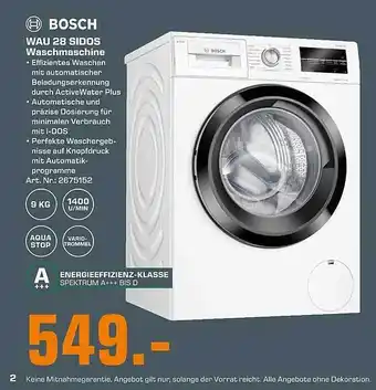 Saturn Bosch WAU 28 Sidos Waschmaschine Angebot