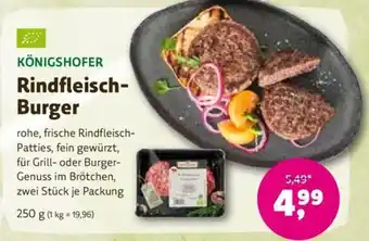 Biomarkt KÖNIGSHOFER Rindfleisch- Burger 250g Angebot