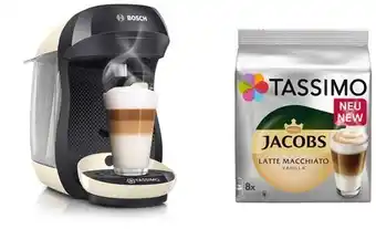 Euronics Bosch TAS1007 Tassimo Happy + Multi-Getränke-Automat Jacobs Latte Macchiato Vanilla Angebot