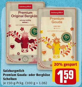 REWE Salzburgmilch premium gouda- oder bergkäse scheiben Angebot