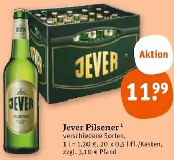 tegut Jever Pilsener 20x0,5 L Angebot