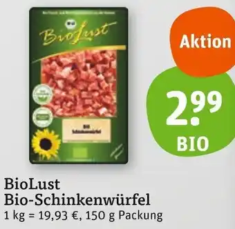 tegut BioLust Bio-Schinkenwürfel 150 g Packung Angebot