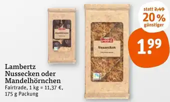 tegut Lambertz Nussecken oder Mandelhörnchen 175 g Packung Angebot