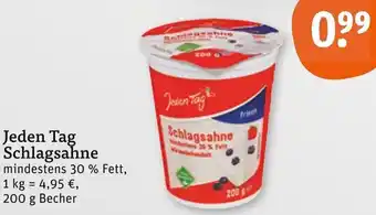 tegut Jeden Tag Schlagsahne 200 g Becher Angebot