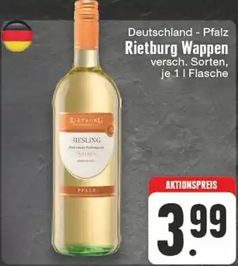 Edeka Deutschland-Pfalz Rietburg Wappen 1 l Flasche Angebot