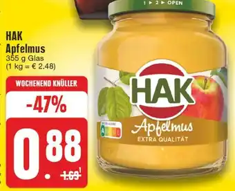 Edeka HAK Apfelmus 355 g Glas Angebot