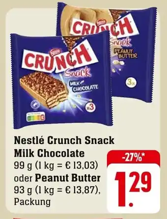 Edeka Nestlé Crunch Snack Milk Chocolate 99 g oder Peanut Butter 93 g Angebot