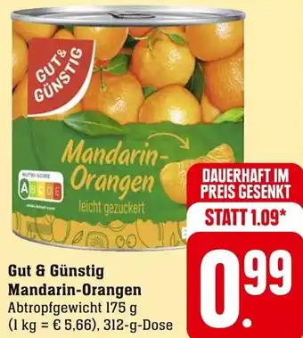 Edeka Gut & Günstig Mandarin-Orangen 312 g Dose Angebot