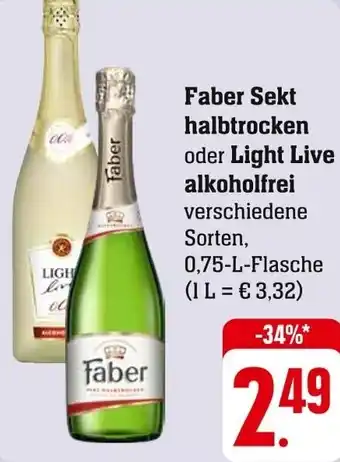 Edeka Faber Sekt halbtrocken oder Light Live alkoholfrei 0,75 L Flasche Angebot