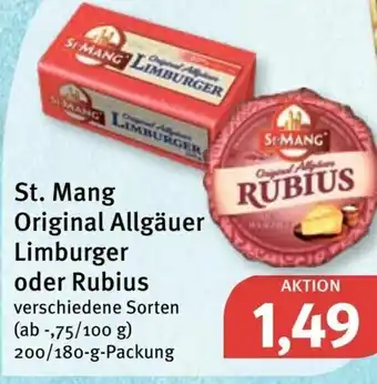 Feneberg St. Mang Original Allgäuer Limburger oder Rubius 180-200g Angebot