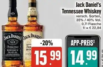 Edeka Jack Daniel's Tennessee Whiskey 0,7 L Flasche Angebot