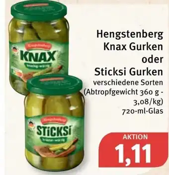 Feneberg Hengstenberg Knax Gurken oder Sticksi Gurken 720ml Angebot