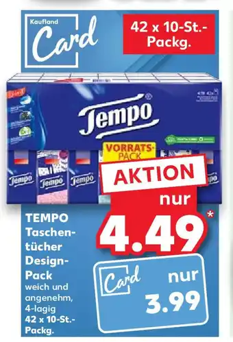 Kaufland TEMPO Taschen- tücher Design-Pack 42 x 10 St. Packg. Angebot