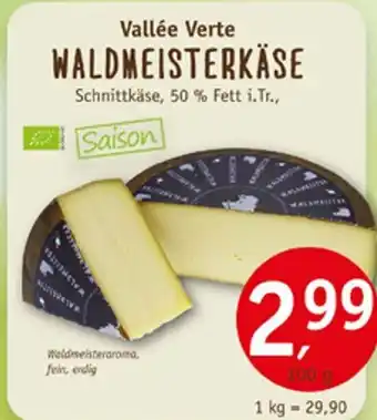 Erdkorn Biomarkt Vallée Verte WALDMEISTERKÄSE 100 g Angebot