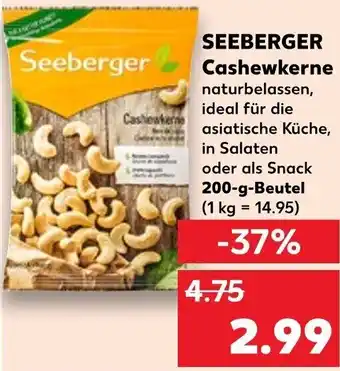 Kaufland SEEBERGER Cashewkerne 200 g Beutel Angebot