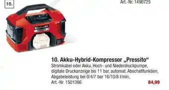 toom Baumarkt Akku Hybrid Kompressor Pressito Angebot