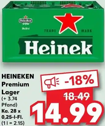 Kaufland HEINEKEN Premium Lager Ka. 28x0,25 L-Fl. Angebot