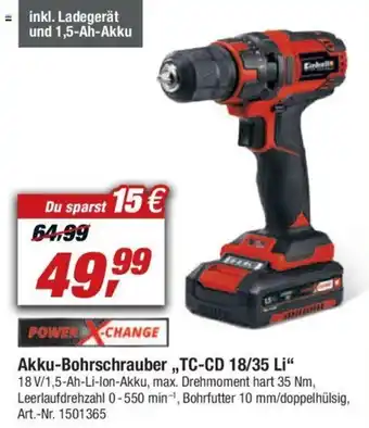 toom Baumarkt Power X-Change Akku Bohrschrauber TE-CD 18/35 Li Angebot