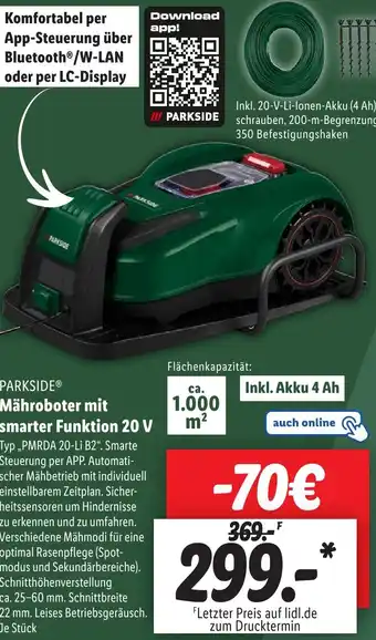 Lidl PARKSIDE Mähroboter mit smarter Funktion 20 V Angebot