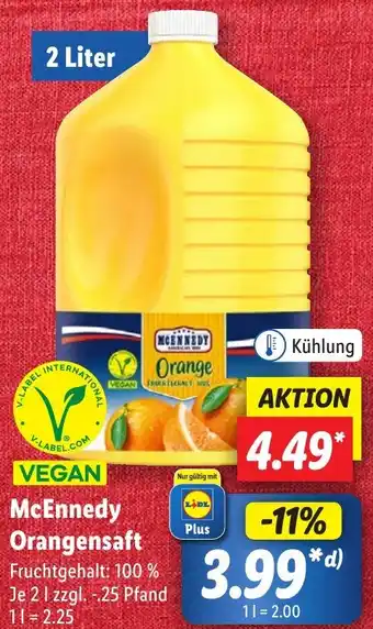 Lidl McEnnedy Orangensaft 2 Liter Angebot