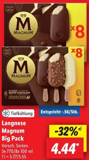 Lidl Langnese Magnum Big Pack 770/8 x 100 ml Angebot