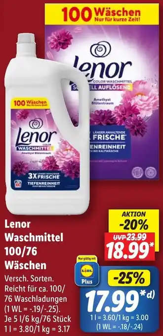 Lidl Lenor Waschmittel 100/76 Wäschen Angebot