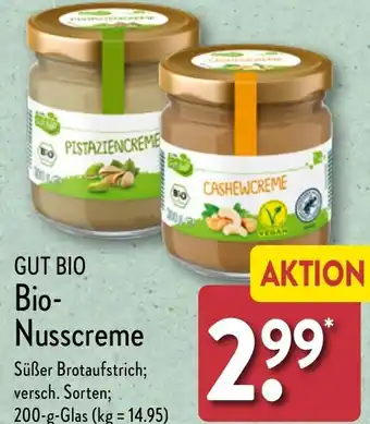 Aldi Nord GUT BIO Bio-Nusscreme 200 g Glas Angebot