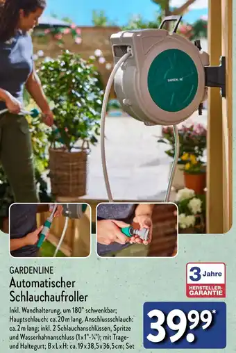 Aldi Nord GARDENLINE Automatischer Schlauchaufroller Angebot