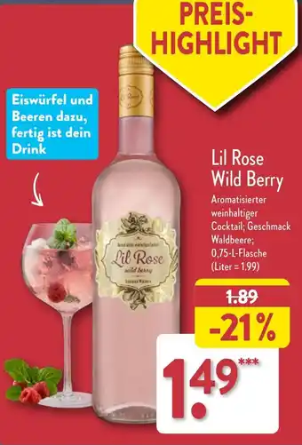 Aldi Nord Lil Rose Wild Berry 0,75 L Flasche Angebot