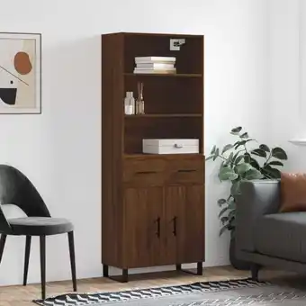 ManoMano Sideboard Highboard für Wohnzimmer - Schrank Kommode Anrichte Braun Eichen-Optik 69,5x34x180 cm Holzwerkstoff -FV90557 Angebot