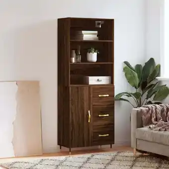 ManoMano Sideboard Highboard für Wohnzimmer - Schrank Kommode Anrichte Braun Eichen-Optik 69,5x34x180 cm Holzwerkstoff -FV28716 Angebot