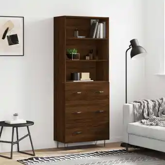 ManoMano Sideboard Highboard für Wohnzimmer - Schrank Kommode Anrichte Braun Eichen-Optik 69,5x34x180 cm Holzwerkstoff -FV88106 Angebot