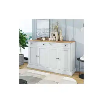 ManoMano Sideboard im rustikalen Landhausstil mit 2 Schubladen und 4 Türen, Kommode mit viel Stauraum und Metallgriffe, Anrichte, Schr Angebot