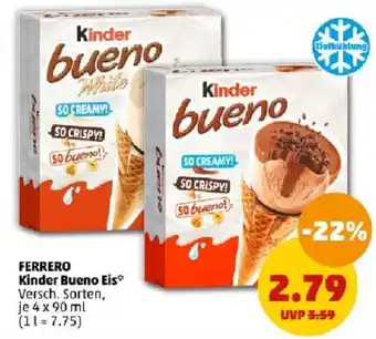 PENNY FERRERO Kinder Bueno Eis 4 x 90 ml Angebot