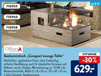 Aldi Süd Clifton Gaskamintisch Compact Lounge Table Angebot