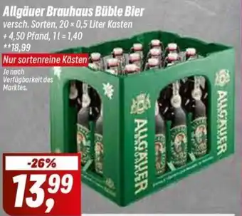 Simmel Allgäuer Brauhaus Büble Allgäuer Brauhaus Büble Bier versch. Sorten, 20 × 0,5 Liter Kasten 20 × 0,5 Liter Kasten Angebot