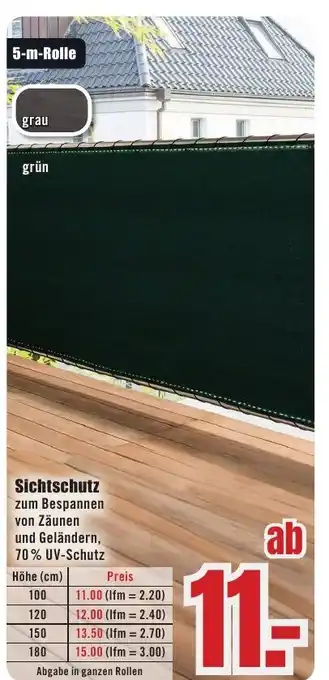 B1 Discount Baumarkt Sichtschutz Angebot