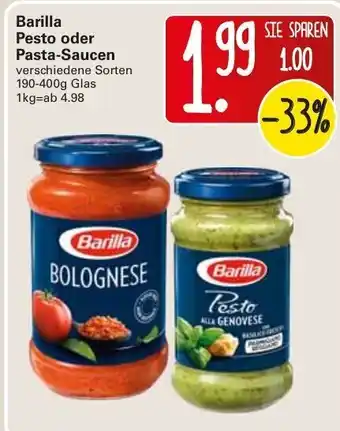 WEZ Barilla Pesto oder Pasta Saucen 190-400g Angebot