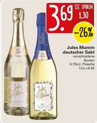 WEZ Jules Mumm deutscher Sekt 0,75L Angebot