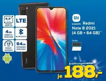 Euronics Xiaomi Redmi Note 8, 2021 (4GB + 64GB) Angebot