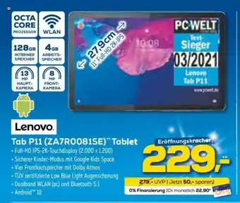 Euronics Lenovo Tab P11 (ZA7R0081SE) Tablet Angebot