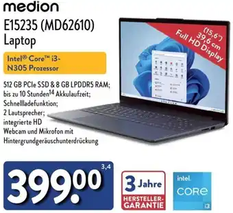 Aldi Nord Medion E15235 (MD62610) Laptop Angebot