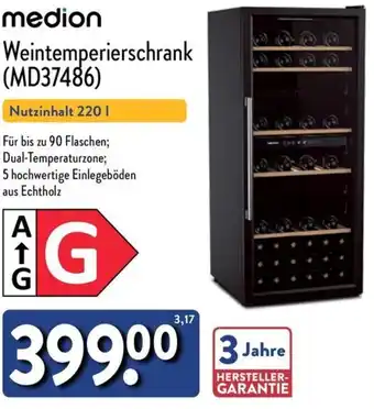 Aldi Nord Medion Weintemperierschrank (MD37486) Angebot