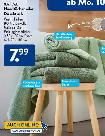 Aldi Süd NOVITESSE Handtücher oder Duschtuch Angebot