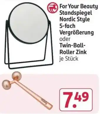 Rossmann For Your Beauty Standspiegel Nordic Style 5-fach Vergrößerung oder Twin-Ball- Roller Zink Angebot